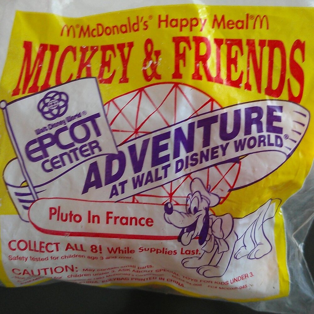 Vtg1993 Mickey & Friends Pluto in France EPCOT McDonald's Happy Meal Toy - NIP